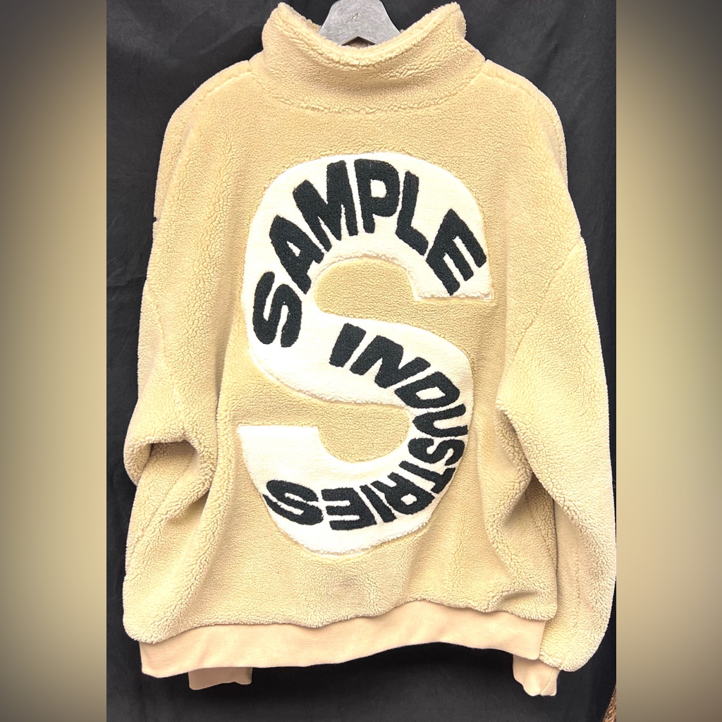 Sample Industries- Heavy Cozy Cream Quarter Zip Sherpa Pullover-Size: Medium